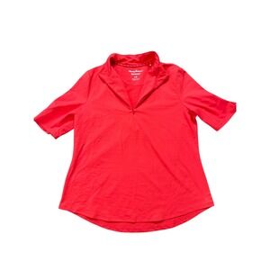 Tommy Bahama Island Zone Red Half Zip Short Sleeve Golf Polo Shirt Women's L